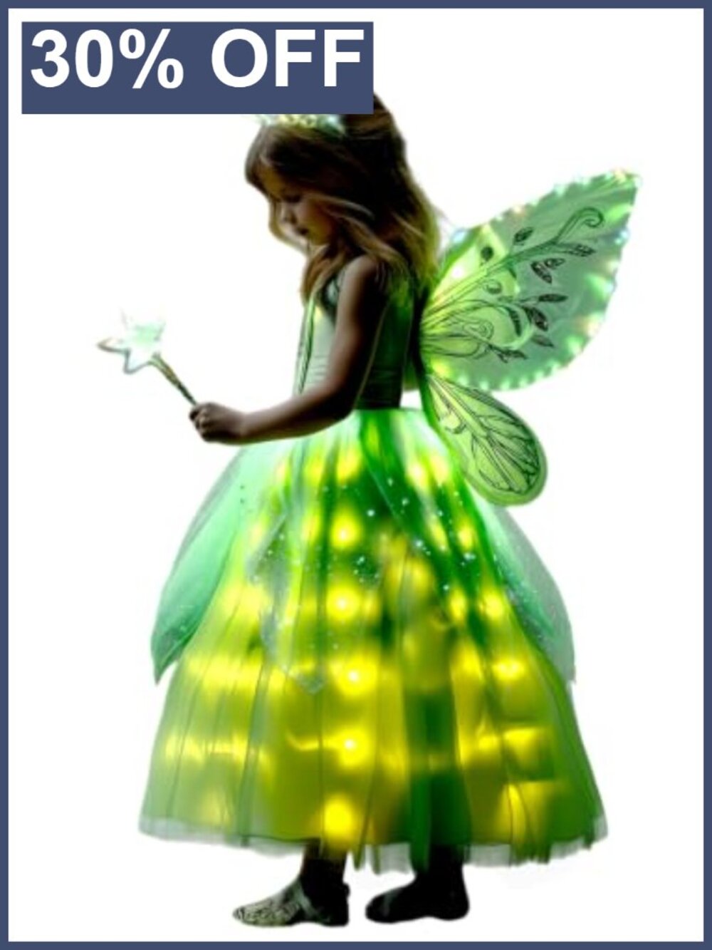 LED Light Up Fairy Dress & Wings Princess Costume